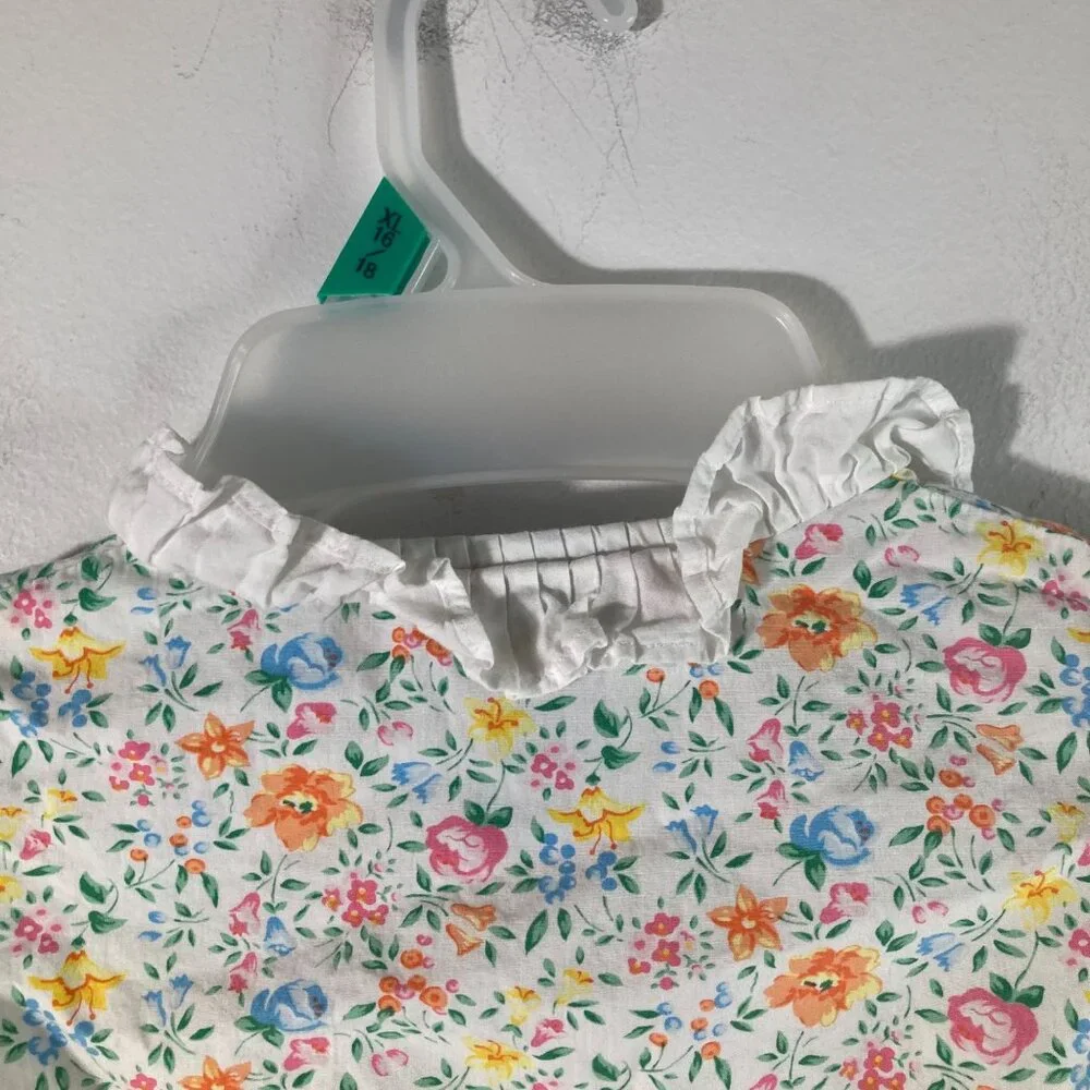 Girls Ralph Lauren Floral Button Front Peplum Top 5 Tie‎ Back Cotton